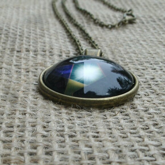 Pentacle Glass Cabochon Pendant Necklace - Picture 6 of 14